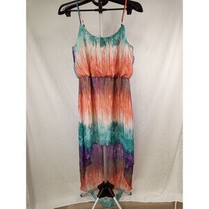 wet seal Junior's Orange Purple Blue High Low Dress Size Small